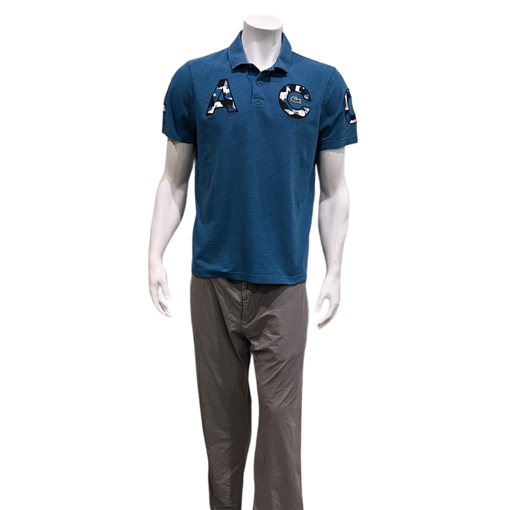 Lacoste Sport Mens Big Name Print Blue Polo Shirt